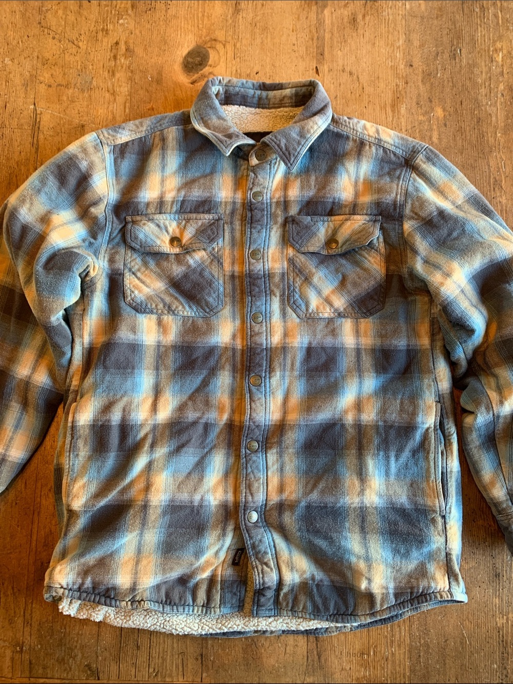 CQR Men's Plaid Sherpa-Lined Flannel Jacket - Blue & Tan